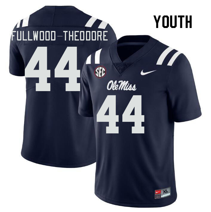 Youth #44 Nyseer Fullwood-Theodore Ole Miss Rebels College Football Jerseys Stitched Sale-Navy